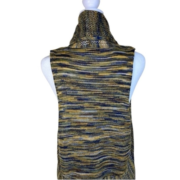 New Directions Boho Open Knit Crochet Waterfall Vest Duster Piratecore Indie L - Picture 11 of 16